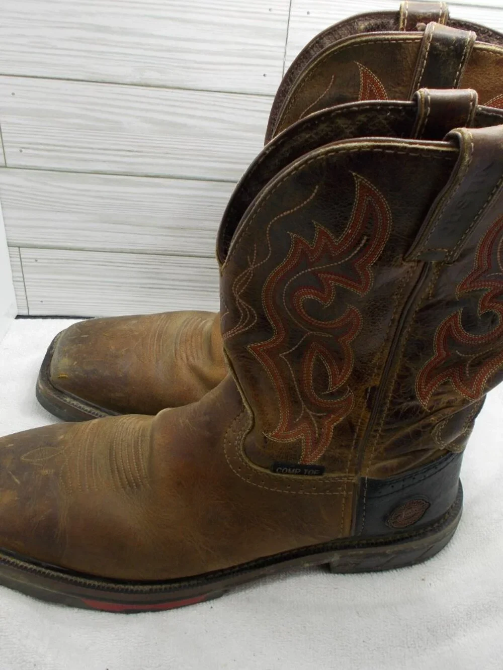 Justin Stampede WK4641 Men's Brown Composite Toe Western Boots Size 9.5D